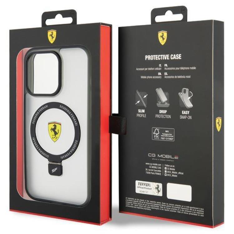 Ferrari Ferrari Mobilskal till iPhone 15 Pro Magsafe Ring Stand 2023 - Clear