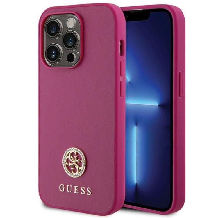Guess Guess Mobilskal till iPhone 15 Pro Max Strass Metal Logo - Rosa