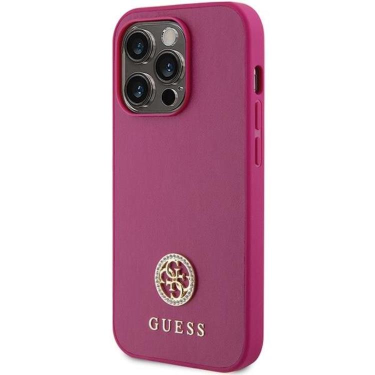 Guess Guess Mobilskal till iPhone 15 Pro Max Strass Metal Logo - Rosa