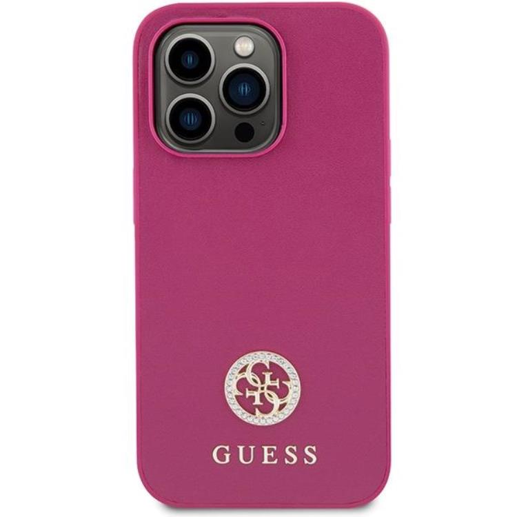 Guess Guess Mobilskal till iPhone 15 Pro Max Strass Metal Logo - Rosa