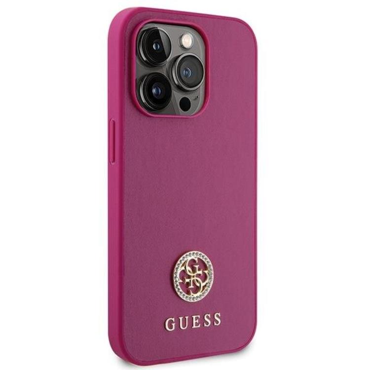 Guess Guess Mobilskal till iPhone 15 Pro Max Strass Metal Logo - Rosa