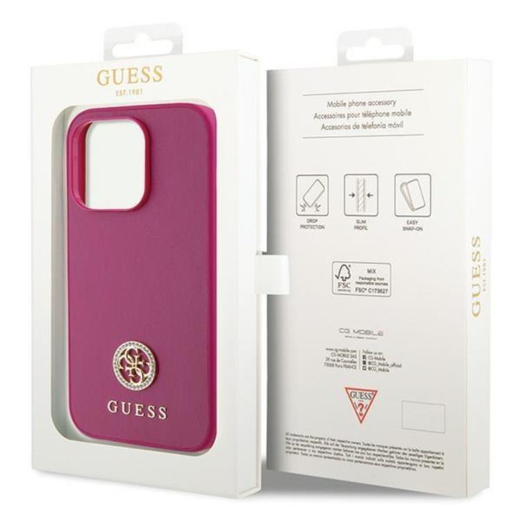Guess Guess Mobilskal till iPhone 15 Pro Max Strass Metal Logo - Rosa