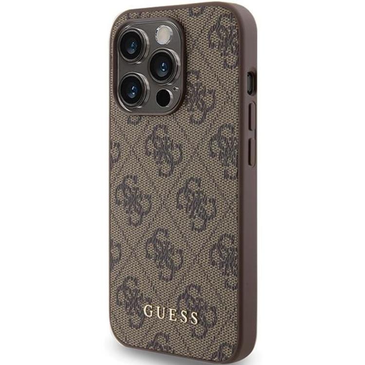 Guess Guess Mobilskal till iPhone 15 Pro Metall Gold Logo - Brun