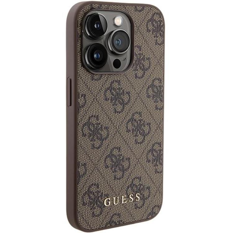 Guess Guess Mobilskal till iPhone 15 Pro Metall Gold Logo - Brun