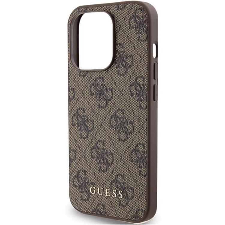 Guess Guess Mobilskal till iPhone 15 Pro Metall Gold Logo - Brun