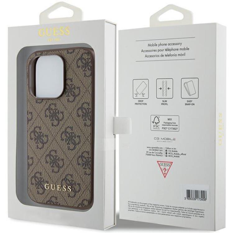 Guess Guess Mobilskal till iPhone 15 Pro Metall Gold Logo - Brun