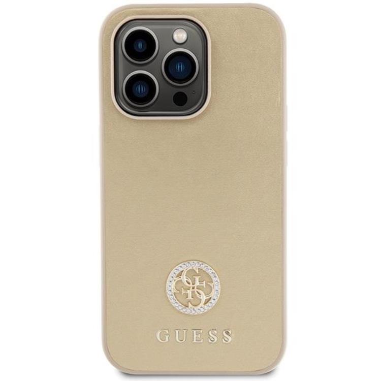 Guess Guess Mobilskal till iPhone 15 Pro Strass Metal Logo - Guld