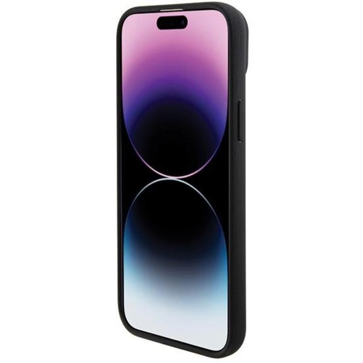 BMW BMW Mobilskal till iPhone 15 Läder Stamp Tricolor - Svart