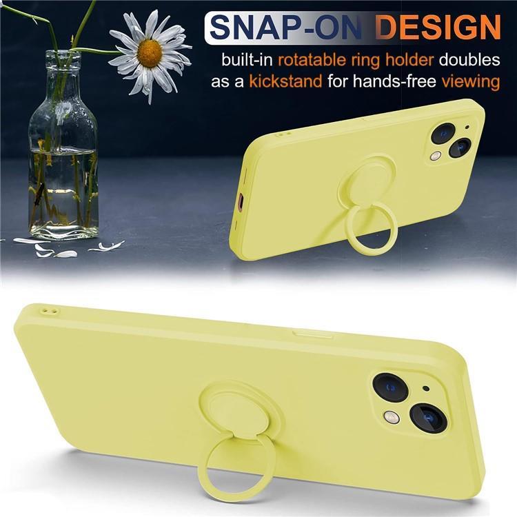 OEM Mobilskal till iPhone 15 Plus Ringhållare Liquid Silikon - Gul