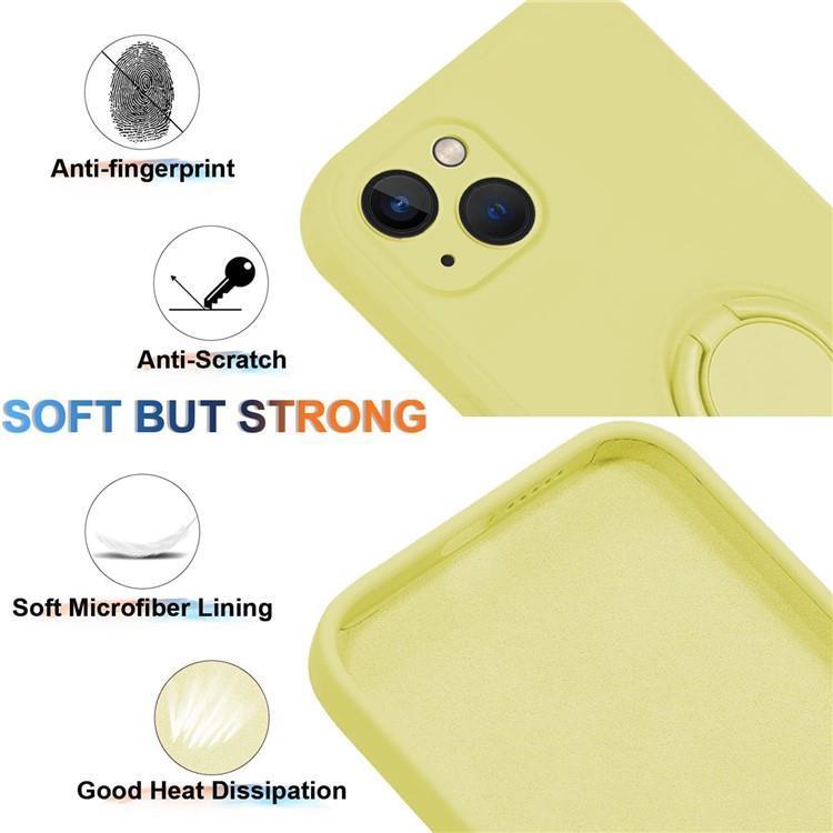 OEM Mobilskal till iPhone 15 Plus Ringhållare Liquid Silikon - Gul