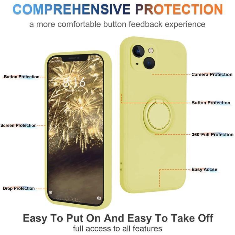 OEM Mobilskal till iPhone 15 Plus Ringhållare Liquid Silikon - Gul