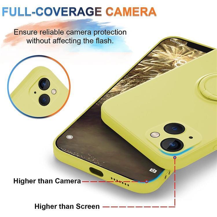 OEM Mobilskal till iPhone 15 Plus Ringhållare Liquid Silikon - Gul