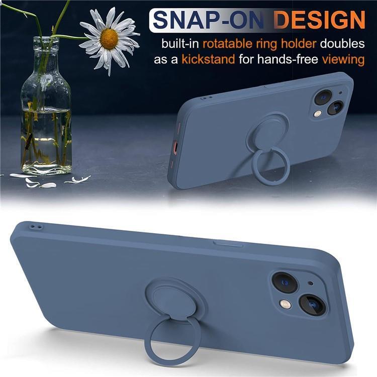 OEM Mobilskal till iPhone 15 Plus Ringhållare Liquid Silikon - Midnightblå
