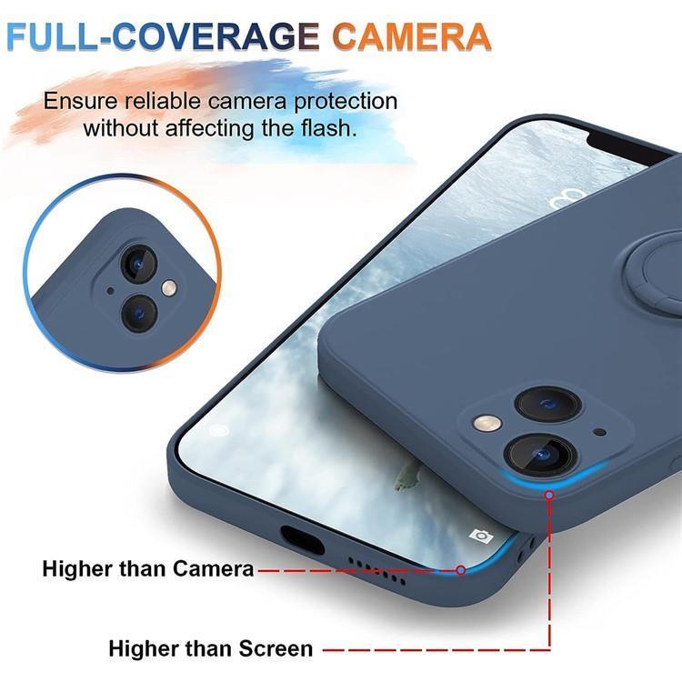 OEM Mobilskal till iPhone 15 Plus Ringhållare Liquid Silikon - Midnightblå