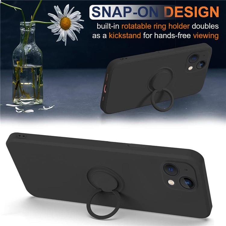 OEM Mobilskal till iPhone 15 Plus Ringhållare Liquid Silikon - Svart