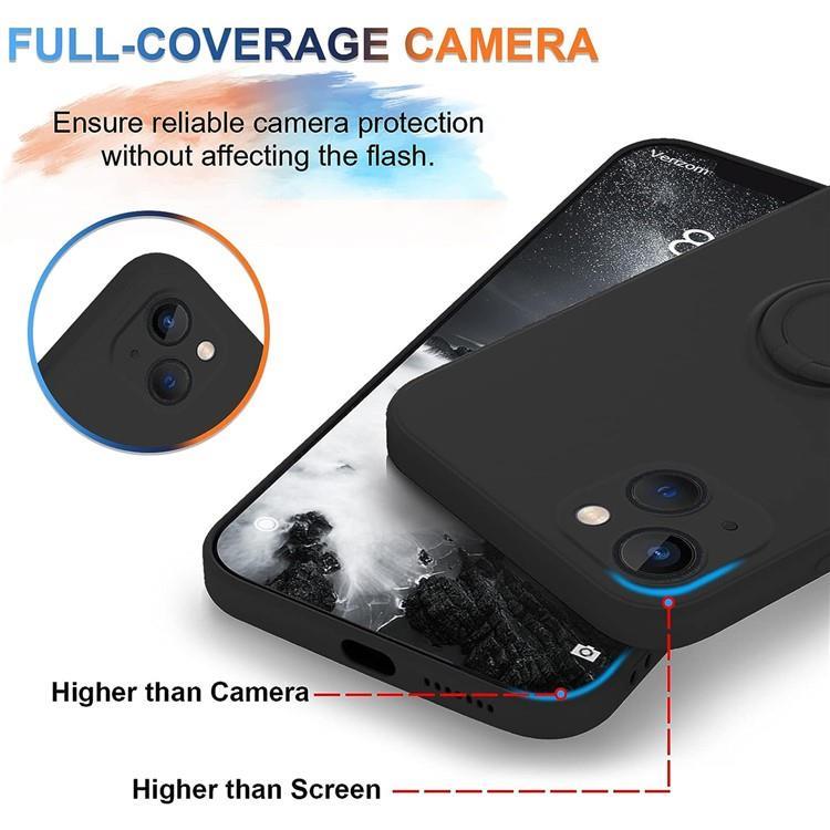 OEM Mobilskal till iPhone 15 Plus Ringhållare Liquid Silikon - Svart