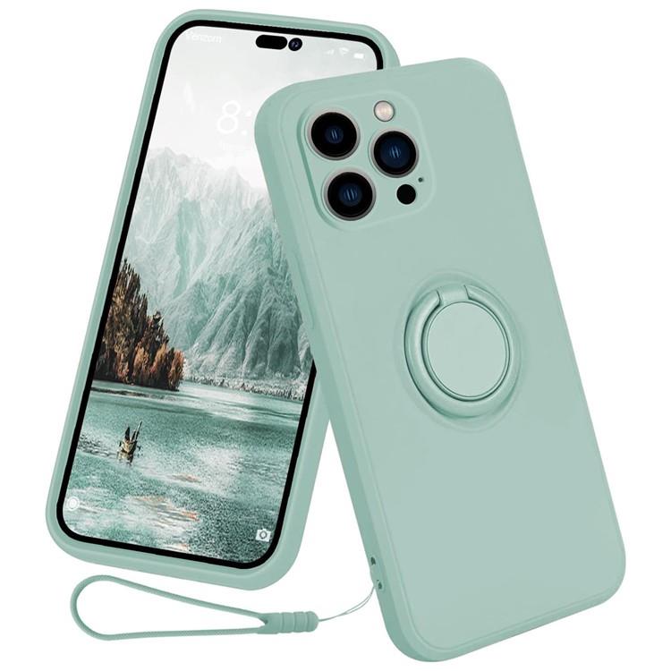 OEM Mobilskal till iPhone 15 Pro Max Ringhållare Liquid Silikon - Cyan