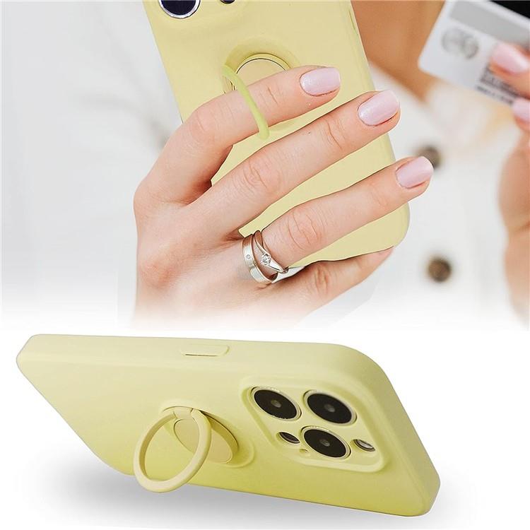 OEM Mobilskal till iPhone 15 Pro Max Ringhållare Liquid Silikon - Gul
