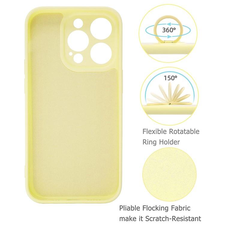 OEM Mobilskal till iPhone 15 Pro Max Ringhållare Liquid Silikon - Gul
