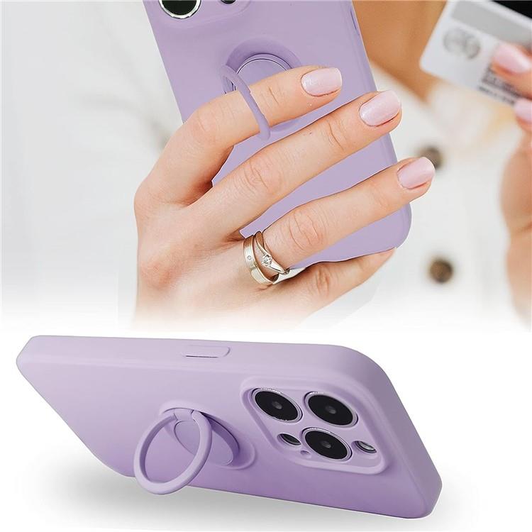 OEM Mobilskal till iPhone 15 Pro Max Ringhållare Liquid Silikon - Ljuslila