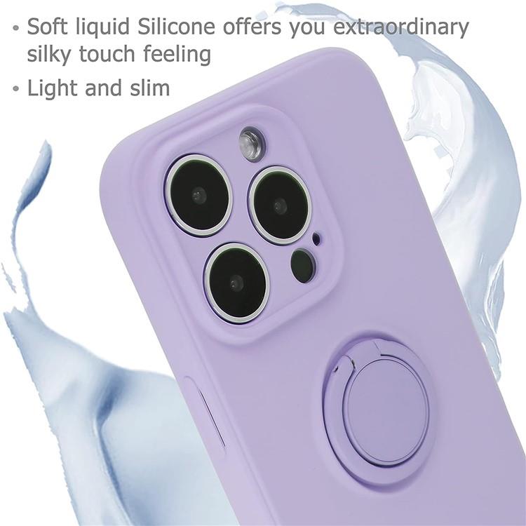 OEM Mobilskal till iPhone 15 Pro Max Ringhållare Liquid Silikon - Ljuslila