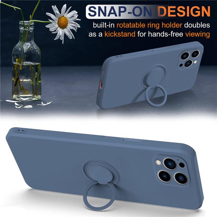OEM Mobilskal till iPhone 15 Pro Max Ringhållare Liquid Silikon - Midnightblå