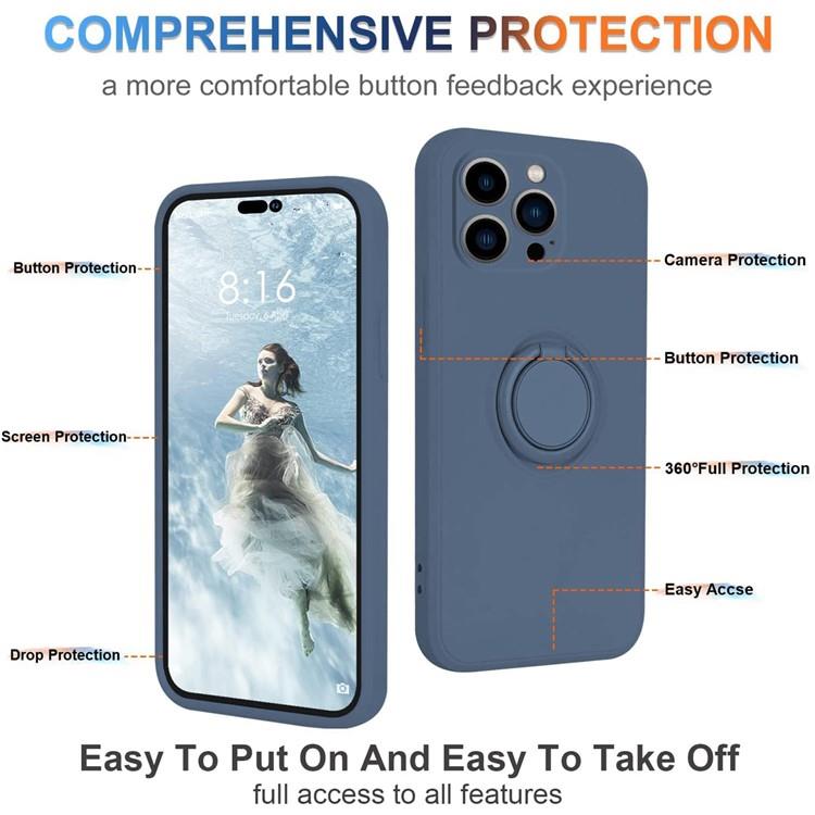 OEM Mobilskal till iPhone 15 Pro Max Ringhållare Liquid Silikon - Midnightblå