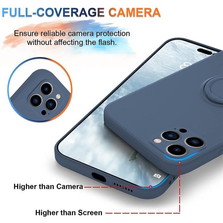 OEM Mobilskal till iPhone 15 Pro Max Ringhållare Liquid Silikon - Midnightblå