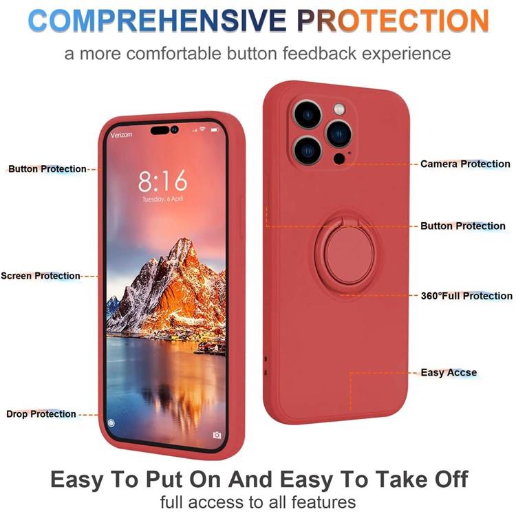 OEM Mobilskal till iPhone 15 Pro Max Ringhållare Liquid Silikon - Röd