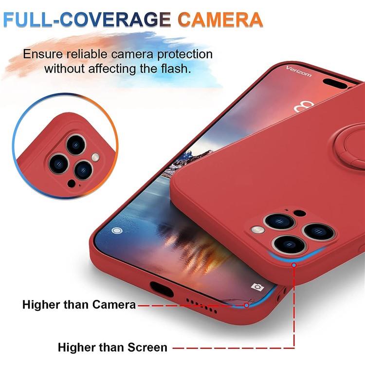 OEM Mobilskal till iPhone 15 Pro Max Ringhållare Liquid Silikon - Röd