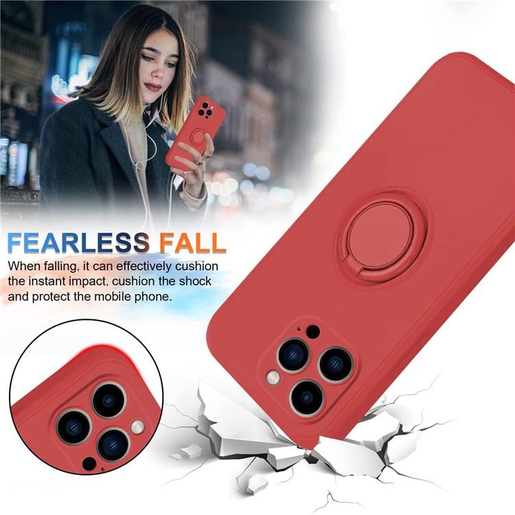 OEM Mobilskal till iPhone 15 Pro Max Ringhållare Liquid Silikon - Röd