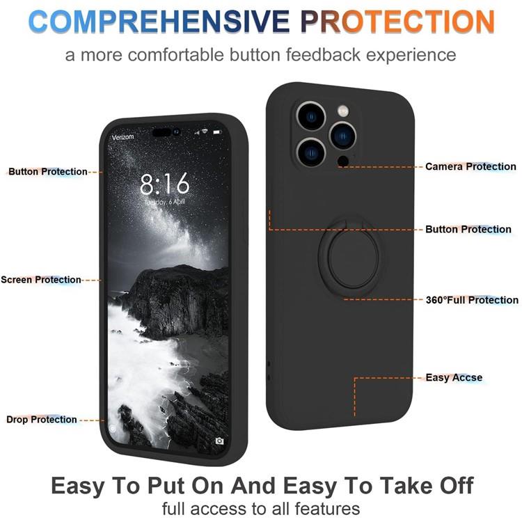 OEM Mobilskal till iPhone 15 Pro Max Ringhållare Liquid Silikon - Svart