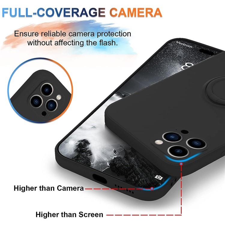 OEM Mobilskal till iPhone 15 Pro Max Ringhållare Liquid Silikon - Svart