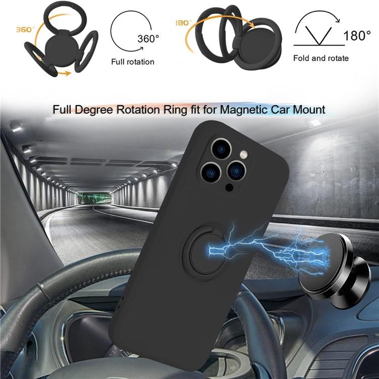 OEM Mobilskal till iPhone 15 Pro Max Ringhållare Liquid Silikon - Svart