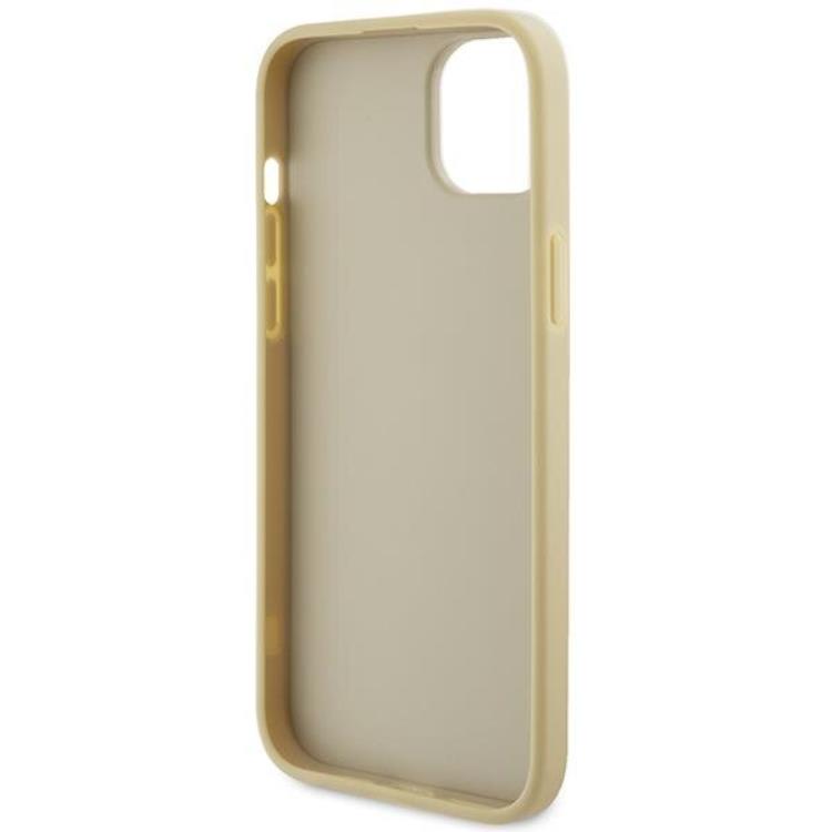 Guess Guess Mobilskal till iPhone 15 Läder Metall Logo Strass - Guld