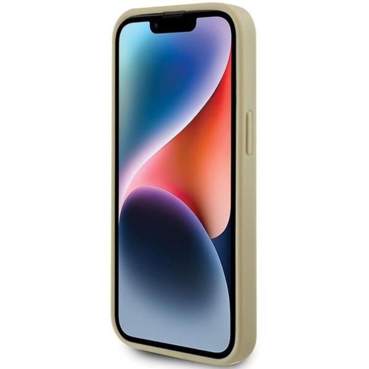 Guess Guess Mobilskal till iPhone 15 Perforated Glitter - Guld