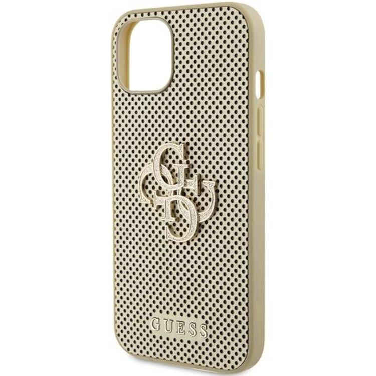 Guess Guess Mobilskal till iPhone 15 Perforated Glitter - Guld