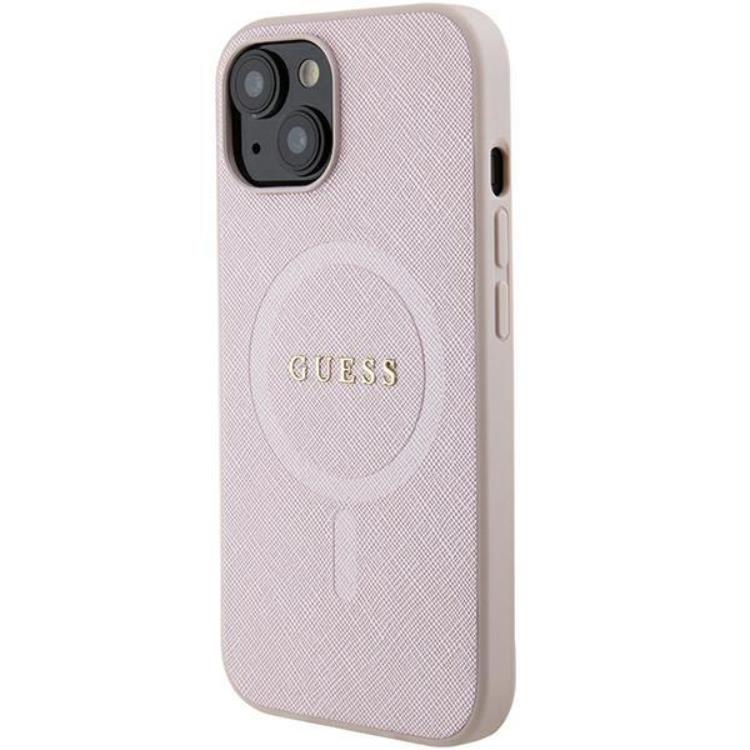 Guess Guess Mobilskal till iPhone 15 Plus Magsafe Saffiano - Rosa