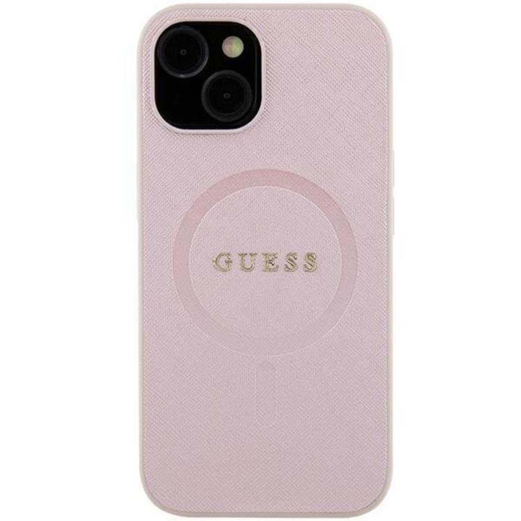 Guess Guess Mobilskal till iPhone 15 Plus Magsafe Saffiano - Rosa