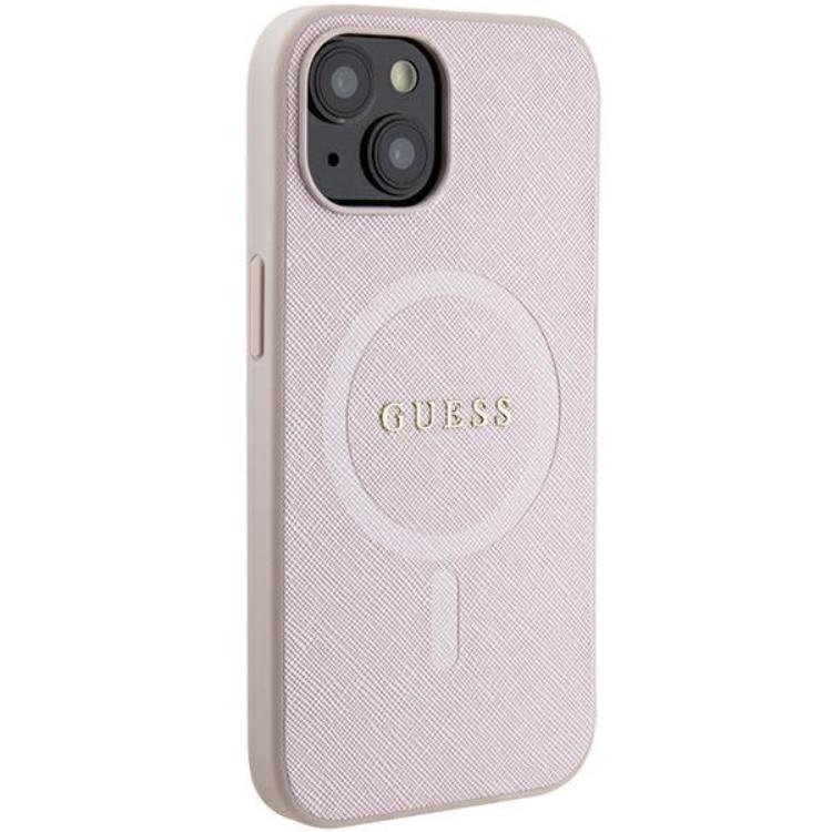 Guess Guess Mobilskal till iPhone 15 Plus Magsafe Saffiano - Rosa