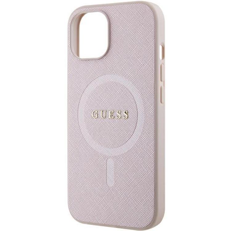 Guess Guess Mobilskal till iPhone 15 Plus Magsafe Saffiano - Rosa