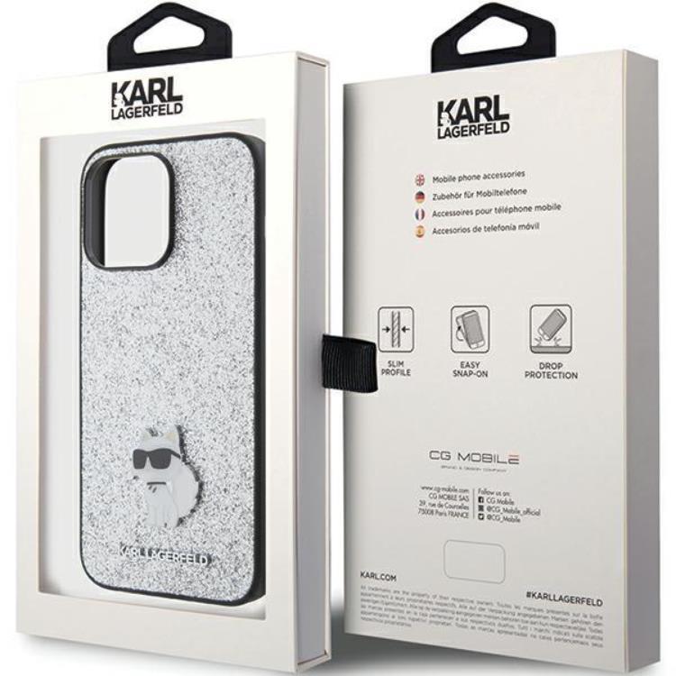 KARL LAGERFELD Karl Lagerfeld Mobilskal till iPhone 15 Pro Max Fixed Glitter Metal Pin