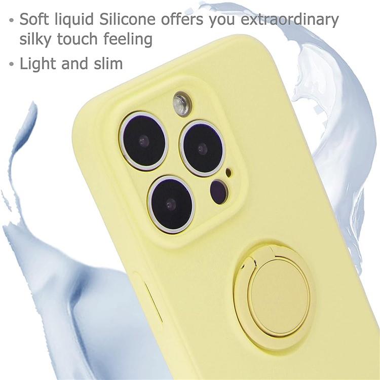 OEM Mobilskal till iPhone 15 Pro Ringhållare Liquid Silikon - Gul