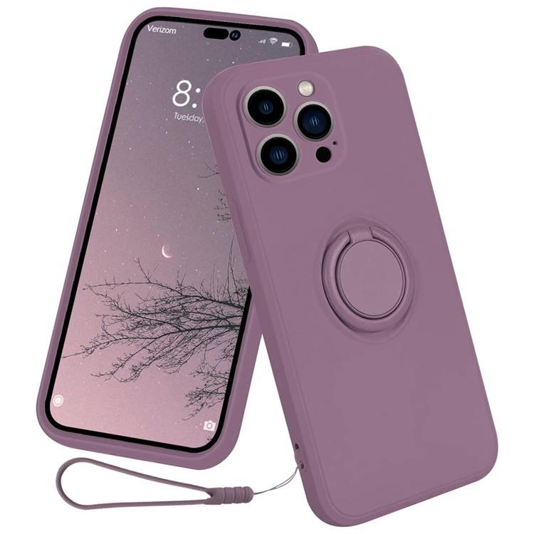 OEM Mobilskal till iPhone 15 Pro Ringhållare Liquid Silikon - Lila