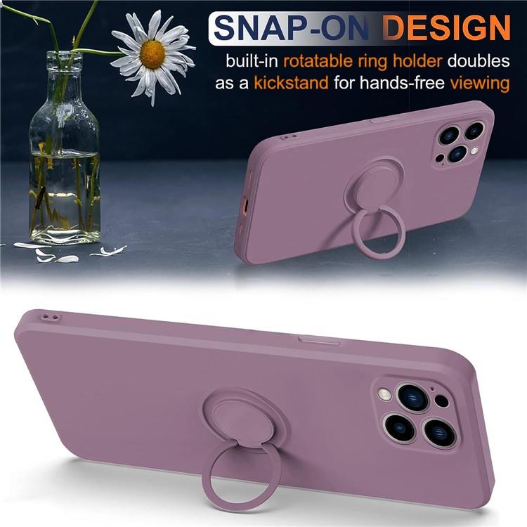 OEM Mobilskal till iPhone 15 Pro Ringhållare Liquid Silikon - Lila