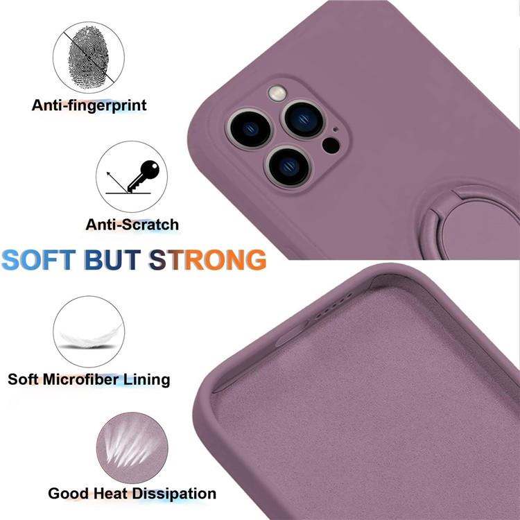 OEM Mobilskal till iPhone 15 Pro Ringhållare Liquid Silikon - Lila
