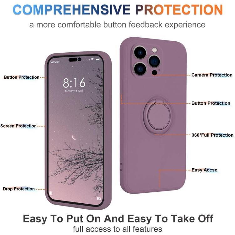 OEM Mobilskal till iPhone 15 Pro Ringhållare Liquid Silikon - Lila