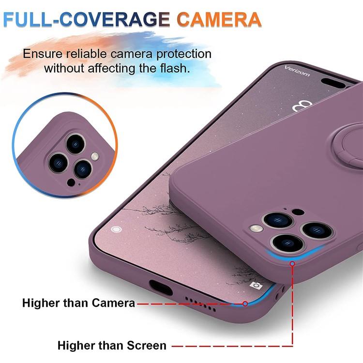 OEM Mobilskal till iPhone 15 Pro Ringhållare Liquid Silikon - Lila
