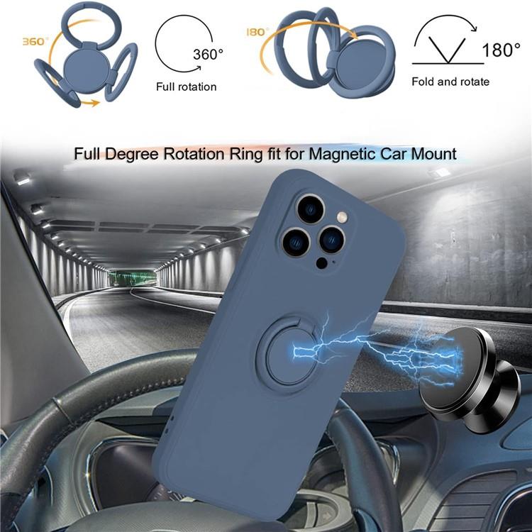 OEM Mobilskal till iPhone 15 Pro Ringhållare Liquid Silikon - Midnightblå