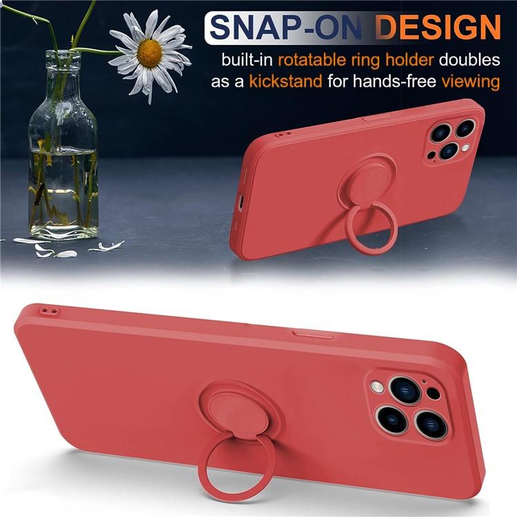OEM Mobilskal till iPhone 15 Pro Ringhållare Liquid Silikon - Röd